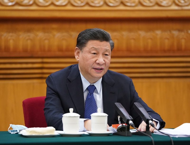2021年3月7日，習近平參加十三屆全國人大四次會議青海代表團的審議。