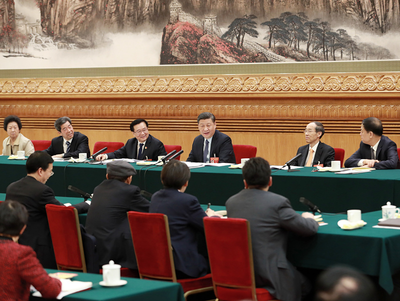 2019年3月8日，習(xí)近平總書記參加十三屆全國(guó)人大二次會(huì)議河南代表團(tuán)的審議。